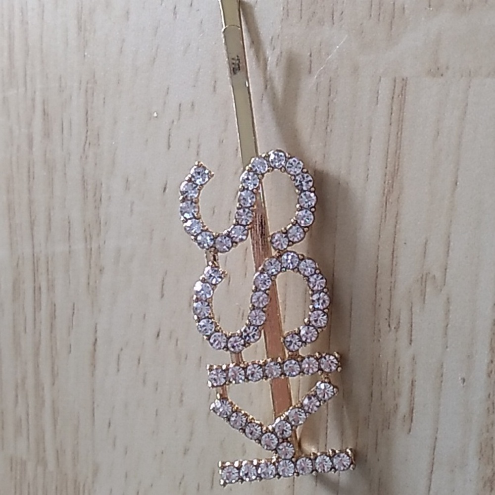 Rinestone Bobby Pin KISS Statement Goldtone